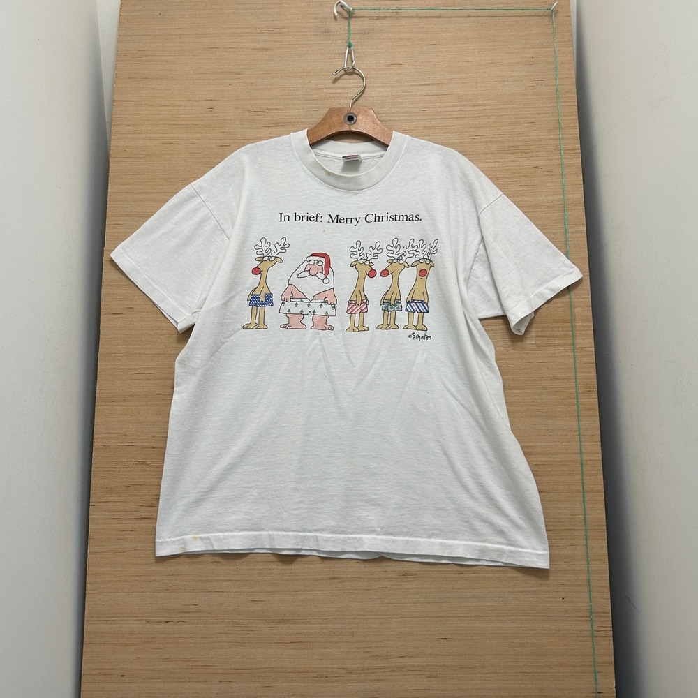 Vintage Fruit of the Loom Sandra Boynton In Brief Merry Christmas T-Shirt XL